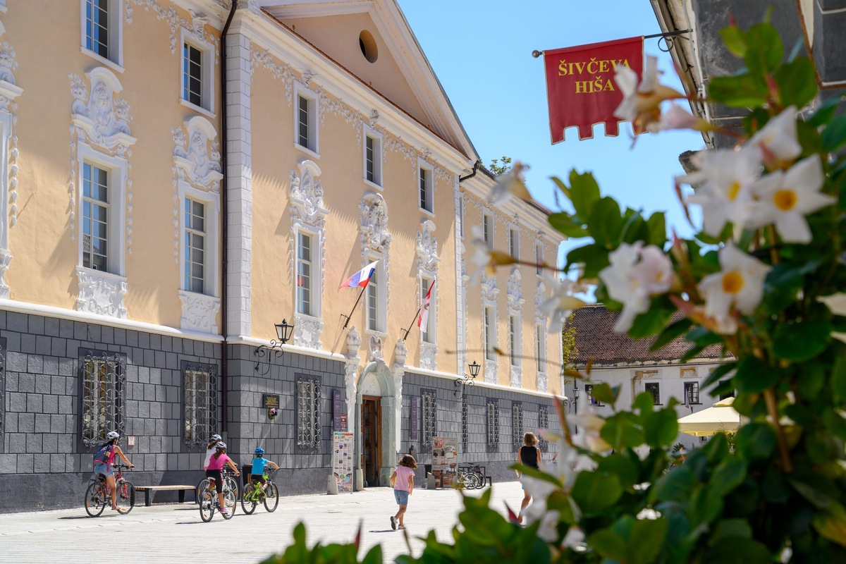 The historic manor and square in Radovljica, Slovenia