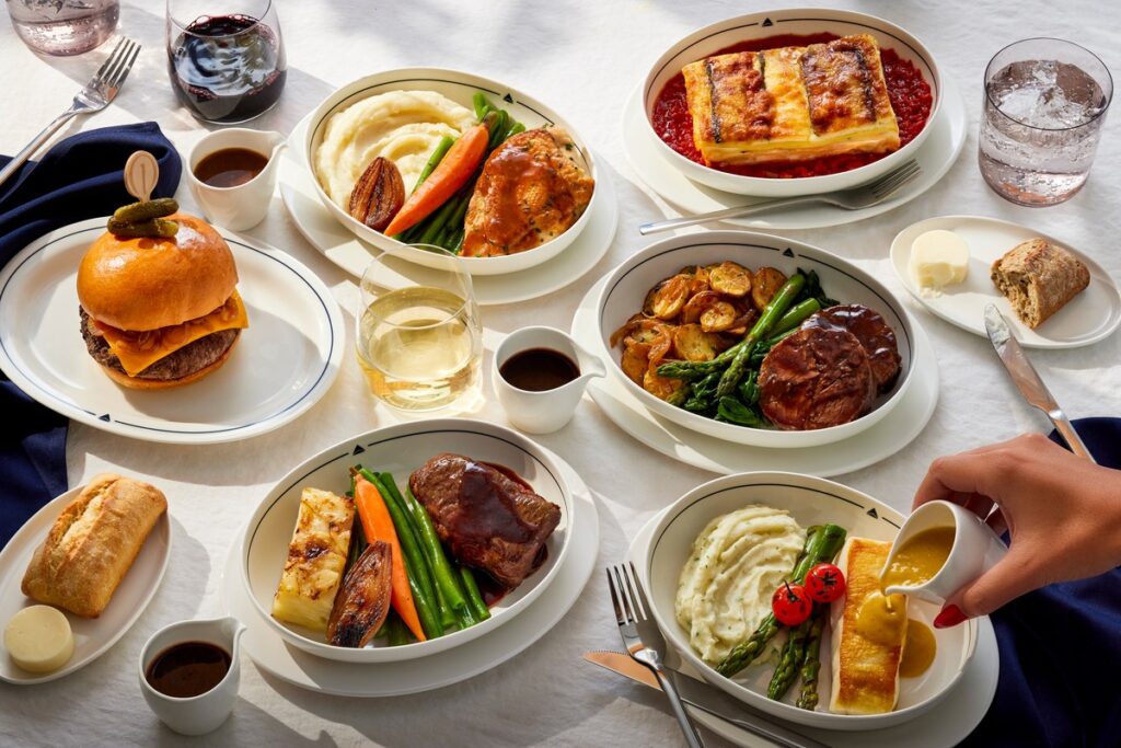 Delta One menu dishes, drinks and redesigned tableware